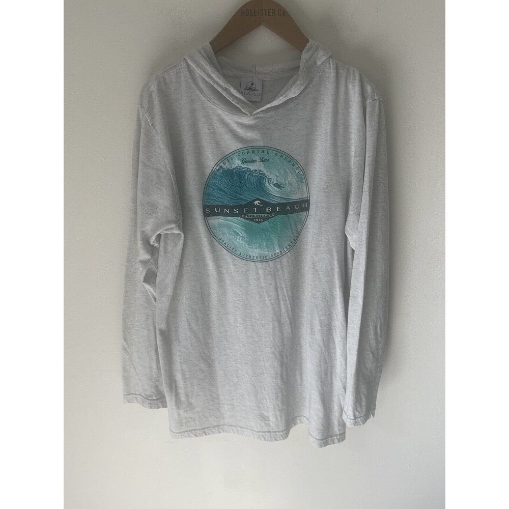 Prairie Mountain Mens Long Sleeve Classic Coastal Sunset Beach Size Large Shirt